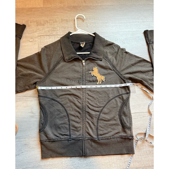 Cowgirl Up brown zip up sweatshirt dark brown stitch‎ horse girls x large - Picture 6 of 9